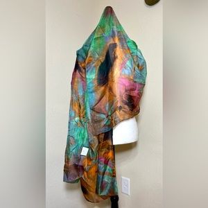 Silk Scarf SHARCO Multicolour Orange Green Blue Ruby